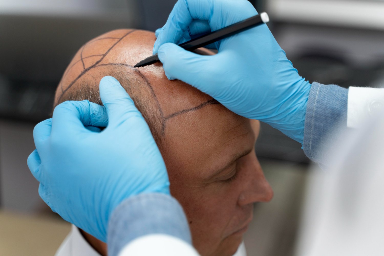 A patient undergoing the best gfc hair treatment in Kerala